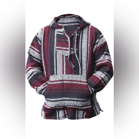 Del Mex Multicolor Boho Bohemian Hoodie Poncho Pullover Sweater,Size M,Great - Picture 8 of 8